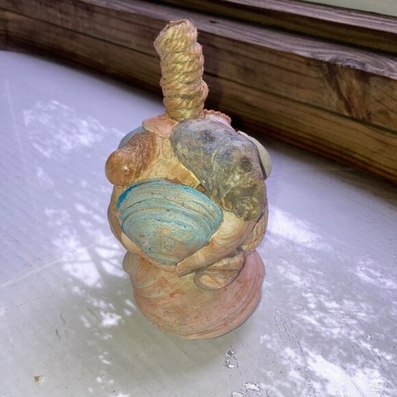 Handcrafted Shell Decor in Natural Tones Fall Harvest Pumpkin 5 x 5 inches - Picture 3 of 7